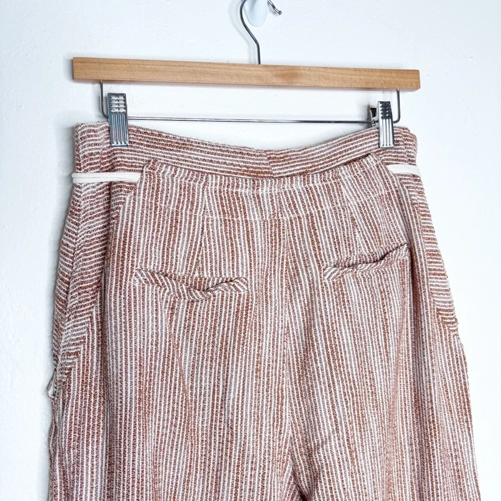 Free People Caraway Light at Sunrise Striped Crop Pants Brown Ivory Size 8 EUC